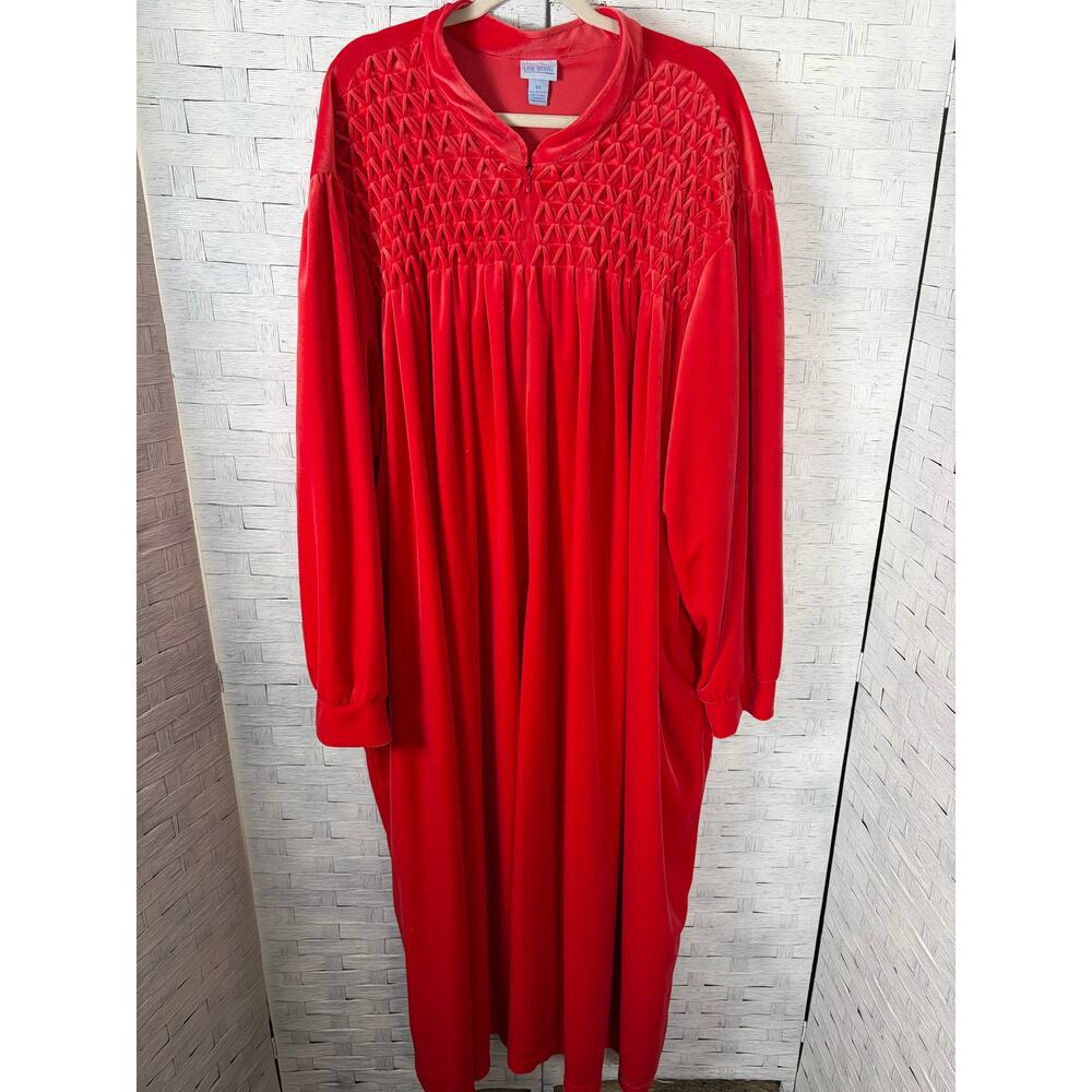 Lane Bryant womens dressing gown smocked zip front pockets Cozycore plus size 